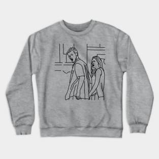 Distracted Boyfriend Meme and his Girlfriend Outline Crewneck Sweatshirt